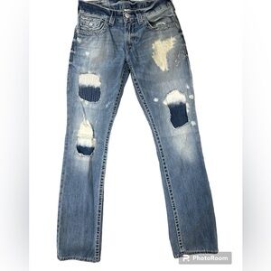 NWOT True Religion Straight Leg Jeans Distressed